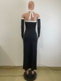 Sexy Hollow Out High Split Maxi Dress QODY-6063