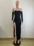Sexy Hollow Out High Split Maxi Dress QODY-6063