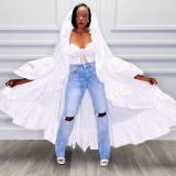 Solid Color Ruffles Shawl Coat OD-8744