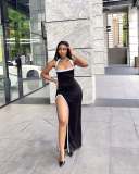 Sexy Hollow Out High Split Maxi Dress QODY-6063
