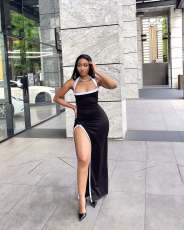Sexy Hollow Out High Split Maxi Dress QODY-6063