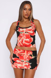 Fashion Print Tank Tops Two Piece Skirts Set GXYF-0475