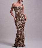Plus Size Print Sexy Backless Slim Maxi Dress XCFF-950