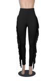 High Waist Print Tassel Solid Color Pants GFMA-034
