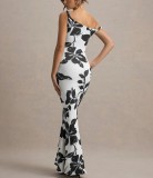 Plus Size Print Sexy Backless Slim Maxi Dress XCFF-950