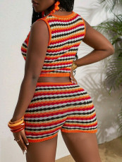 Sleeveless Knits Sexy Two Piece Shorts Set QXTF-83030