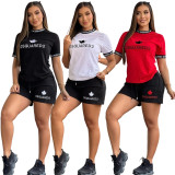 Casual Print Short Sleeve Two Piece Short Set GYSF-5215
