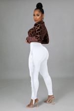 High Waist Print Tassel Solid Color Pants GFMA-034