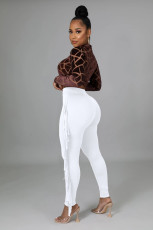 High Waist Print Tassel Solid Color Pants GFMA-034