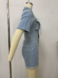 Fashion Button Short Sleeve Denim Romper LSD-2463