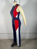 Color Block Patchwork Hooded Two Piece Pants Set TE-4735