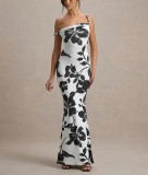 Plus Size Print Sexy Backless Slim Maxi Dress XCFF-950
