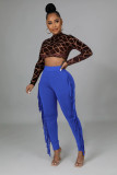 High Waist Print Tassel Solid Color Pants GFMA-034