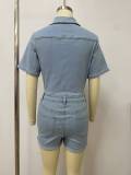 Fashion Button Short Sleeve Denim Romper LSD-2463