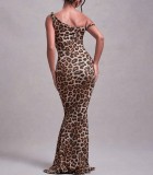 Plus Size Print Sexy Backless Slim Maxi Dress XCFF-950