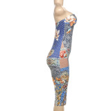 Fashion Floral Print Skinny Jumpsuit DLSF-K24Q62190