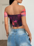 Sexy Print Tube Top Slim Tops GZYU-D2412039