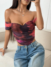 Sexy Print Tube Top Slim Tops GZYU-D2412039