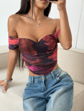 Sexy Print Tube Top Slim Tops GZYU-D2412039