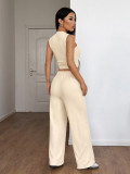 Solid Color Sleeveless T Shirt Two Piece Pants Set GZYU-D2419029