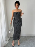 Stripe Tie Up Wrap Chest Maxi Dress GZEY-ZK2419118