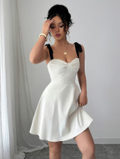 Solid Color Sling Big Swing Midi Dress GZEY-K2523355