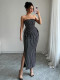 Stripe Tie Up Wrap Chest Maxi Dress GZEY-ZK2419118