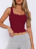 Sleeveless Button Solid Color Tank Tops GZYU-D2412074