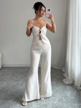 Solid Color Sling Tops Flare Pants Suit GZEY-K2529206