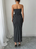Stripe Tie Up Wrap Chest Maxi Dress GZEY-ZK2419118
