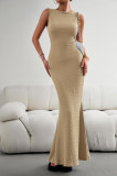 Sleeveless Solid Color Knits Maxi Dress GZYU-D2343031