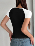 U Neck Solid Color Knits T Shirt GZYU-K2514005