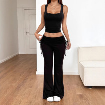 Solid Color Sport Tank Tops Two Piece Pants Set GZYU-D2419020