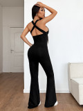 Sport Solid Sleeveless Wide Leg Jumpsuit GZYU-GA129