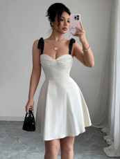 Solid Color Sling Big Swing Midi Dress GZEY-K2523355