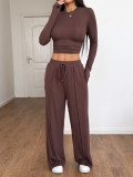 Yoga Sport Long Sleeve Wide Leg Pants Suit GZYU-D2439009