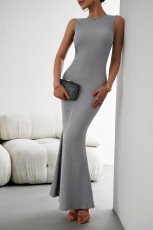 Sleeveless Solid Color Knits Maxi Dress GZYU-D2343031