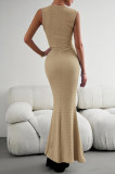 Sleeveless Solid Color Knits Maxi Dress GZYU-D2343031