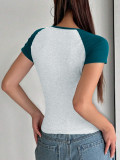 U Neck Solid Color Knits T Shirt GZYU-K2514005