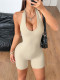 Solid Color Halterneck Backless Romper GZYU-Y2336001