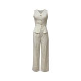 Solid Color V Neck Vest Loose Pants Suit LSD-2487