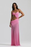 Solid Color Hollow Out Tube Tops Maxi Dress GSNU-8111