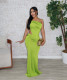 Solid Color Single Shoulder Pleated Maxi Dress GTYZ-7563