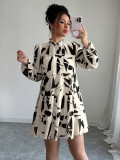 Long Sleeve Print Loose Casual Dress GZEY-D2333035