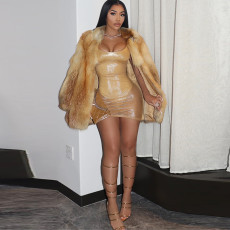 See Through Solid Color Mini Dress XEF-K24D64448