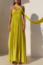 Solid Color Pleated Tube Top Maxi Dress GSNU-8060