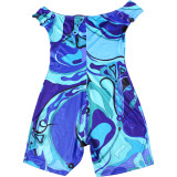 One Shoulder Print Tight Romper XEF-K25Q72563