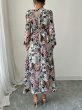 Fashion Print Long Sleeve Slim Maxi Dress GZEY-D2343062