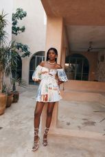 Off Shoulder Print Mini Dress GSNU-8051