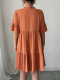 Solid Color Short Sleeve Casual Dress GZEY-D2223005